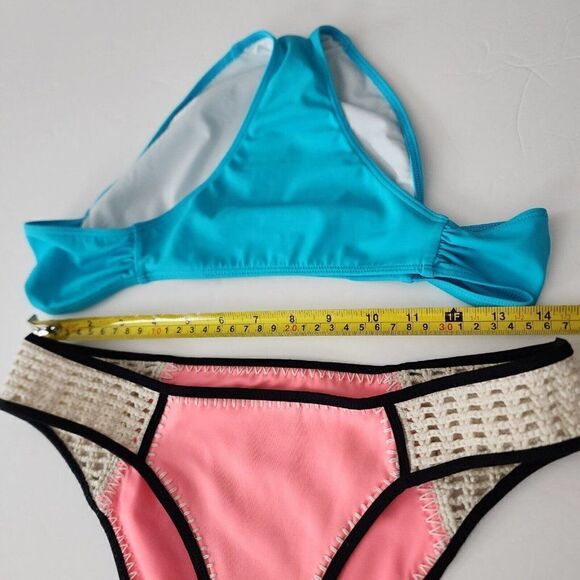 Victoria's Secret/Pink - Size M - Neon Nectar  Surf Crochet Hipster Swim Bottoms - Picture 5 of 9